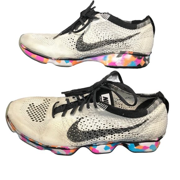 Nike Flyknit Zoom Agility Training Shoes Women 8.5 White Black Confetti Sole - Picture 1 of 12